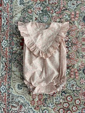 Pink Floral Ruffle Baby One-Piece Romper